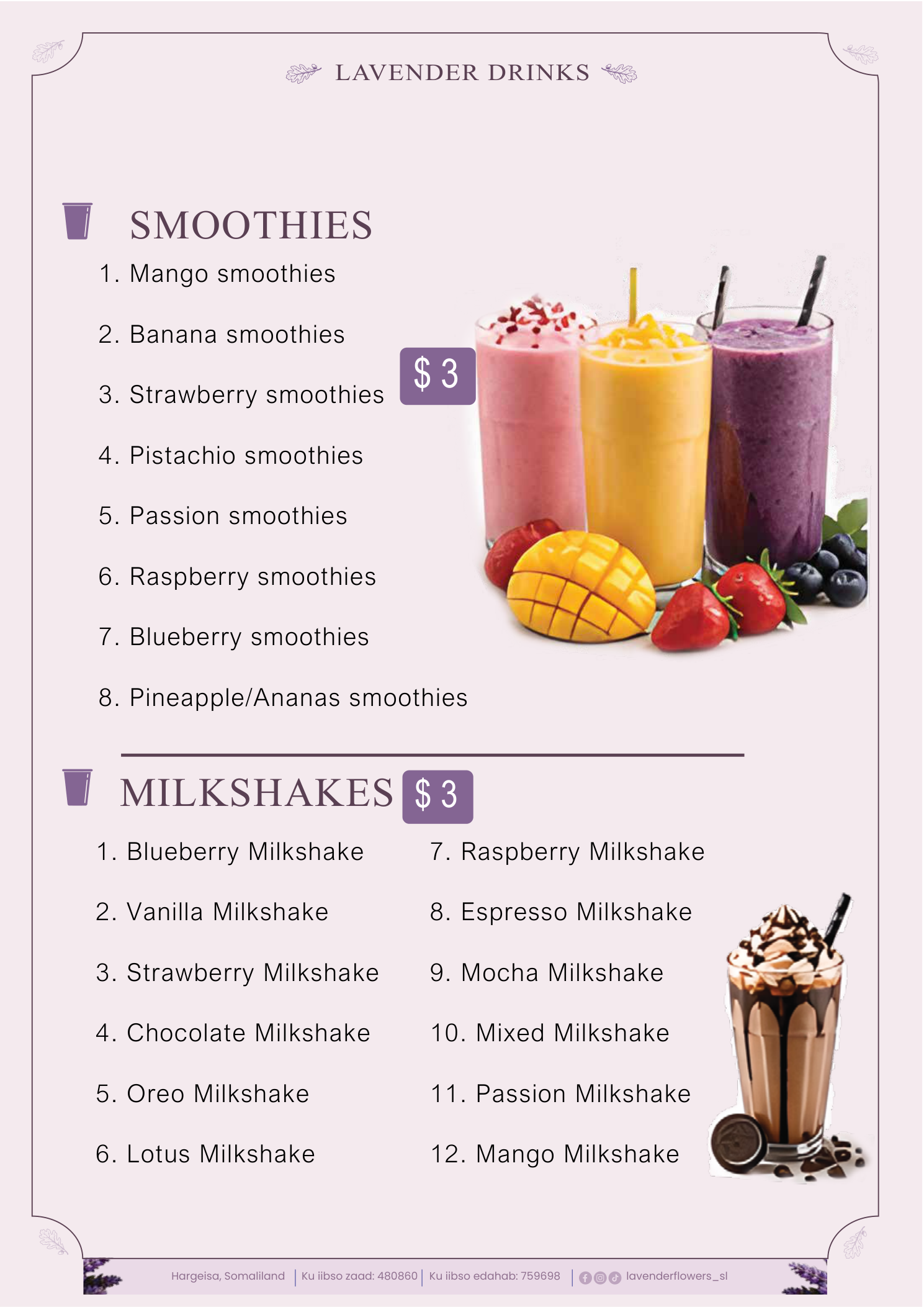 Lavender Flowers & Cake menu — page 6 of 9