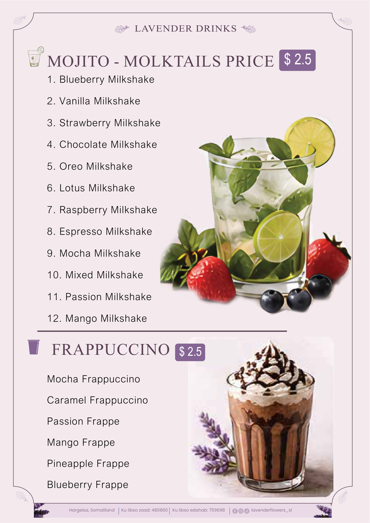 Lavender Flowers & Cake menu — page 7 of 9