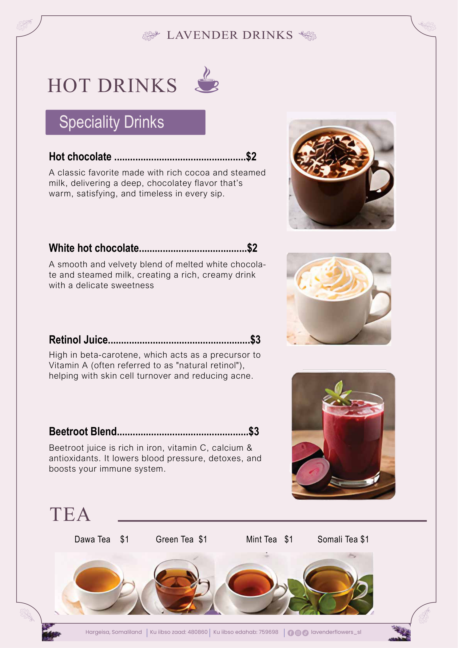 Lavender Flowers & Cake menu — page 3 of 9