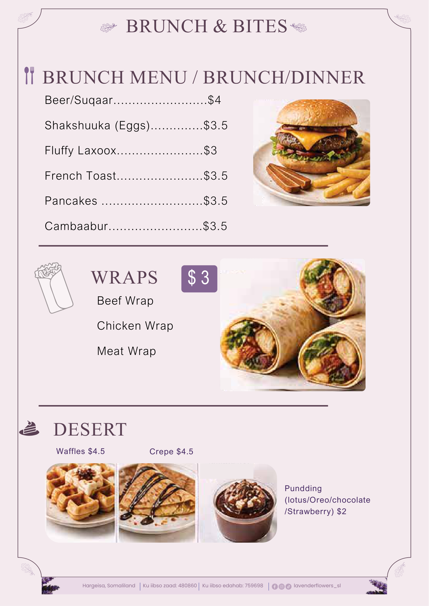 Lavender Flowers & Cake menu — page 8 of 9