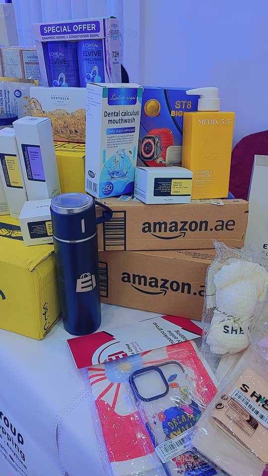 Amazon packages and skincare products