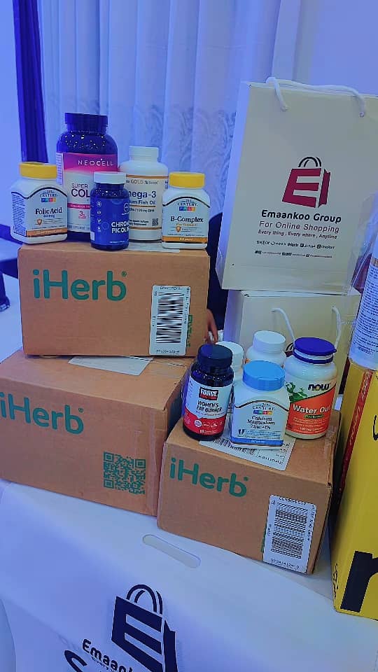 iHerb boxes and supplements